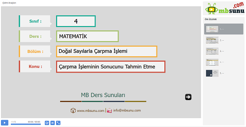 4.Sınıf Matematik Çarpma İşleminin Sonucunu Tahmin Etme Sunusu