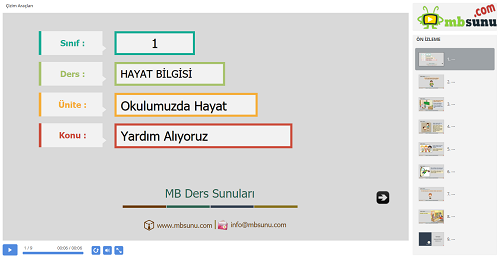 1.Sınıf Hayat Bilgisi Yardım Alıyoruz Sunusu