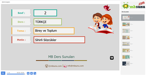 2.Sınıf Türkçe Sihirli Sözcükler Metni Sunusu