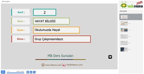 2.Sınıf Hayat Bilgisi Grup Çalışmasındayız Sunusu