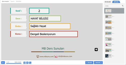 2.Sınıf Hayat Bilgisi Dengeli Besleniyorum Sunusu