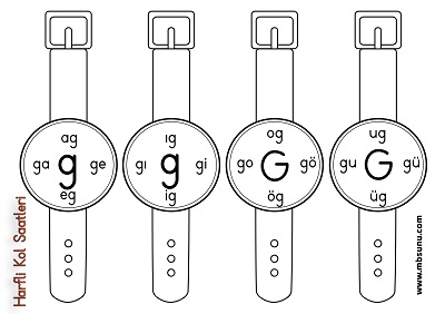 1. Sınıf İlk Okuma G Sesi - Harfli Kol Saati Etkinliği