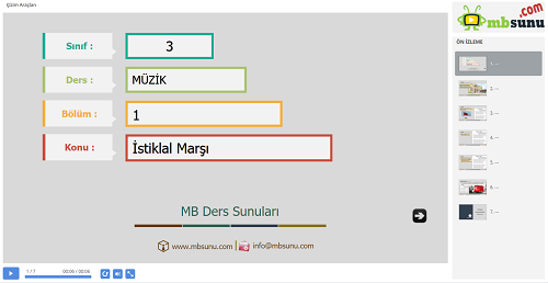 3.Sınıf Müzik İstiklal Marşı Sunusu