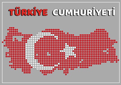 Ay Yıldızlı ve Renkli Türkiye Haritası
