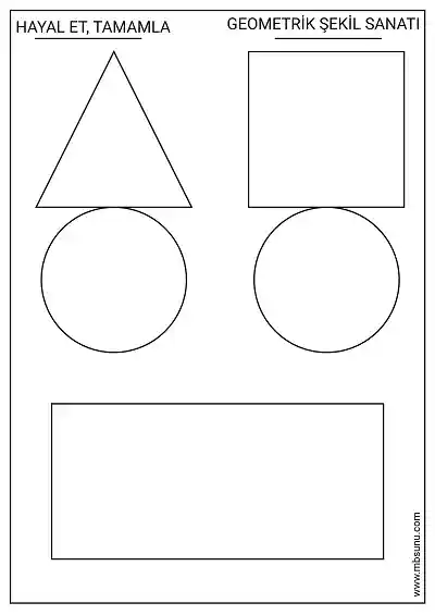 Hayal Et, Tamamla Boya Etkinliği - Karışık Geometrik Şekiller Sanatı