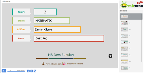 2.Sınıf Matematik Tam, Yarım ve Çeyrek Saatler Sunusu