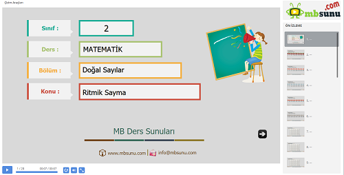 2.Sınıf Matematik Ritmik Sayma Sunusu