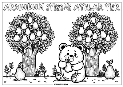 Atasözü Boyama - Armudun iyisini Ayılar Yer