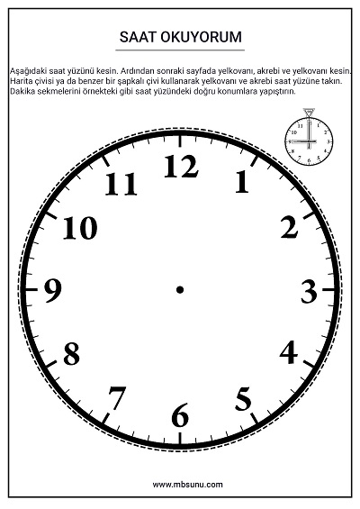 3. Sınıf Matematik - Kes Yapıştır Saat Etkinliği