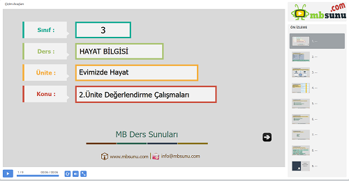 3.Sınıf Hayat Bilgisi 2. Ünite Değerlendirme Çalışmaları Sunusu