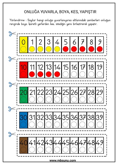 2. Sınıf Matematik - Onluğa Yuvarla, Boya, Kes, Yapıştır Etkinliği