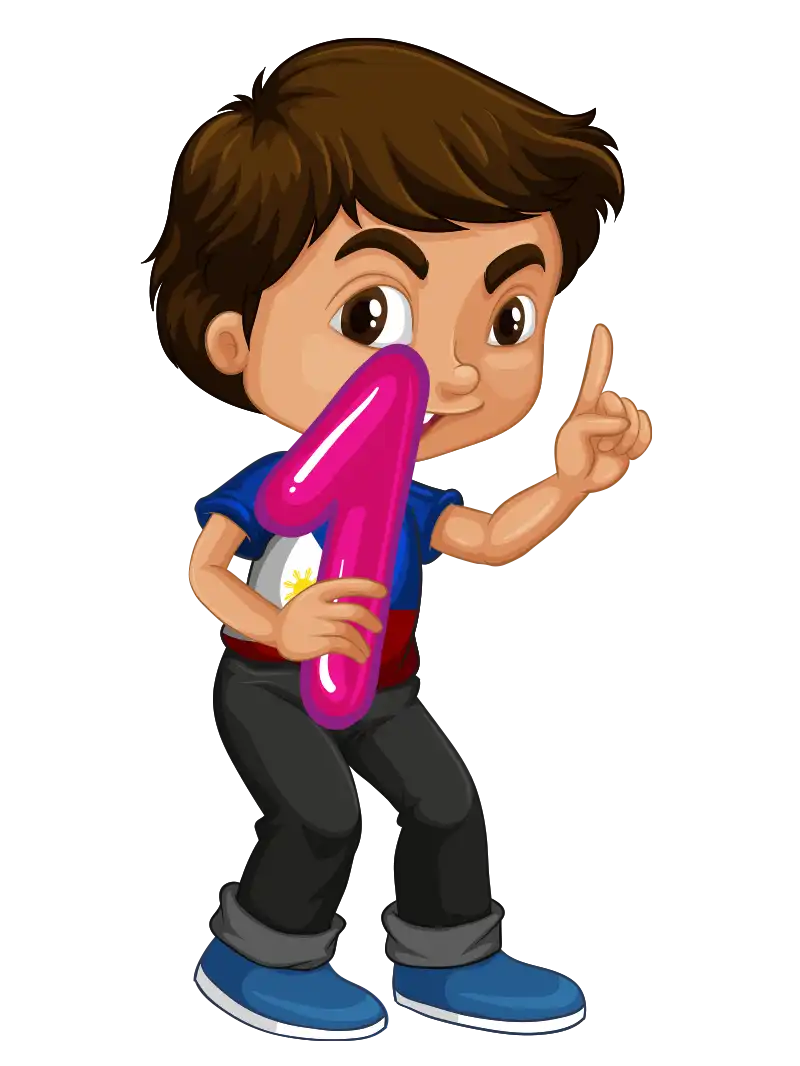 Bir Rakamını Tutan Erkek Çocuk Clipart - Eğitim Temalı PNG İndir