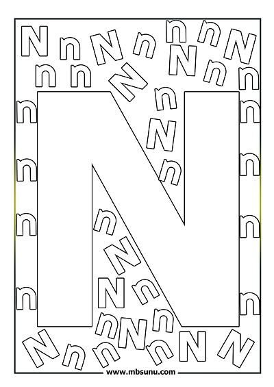 Desenli N Harfi Boyama Sayfaları