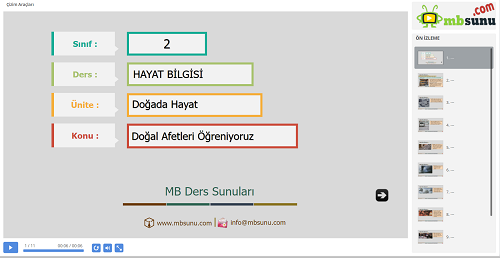 2.Sınıf Hayat Bilgisi Doğal Afetleri Öğreniyoruz Sunusu