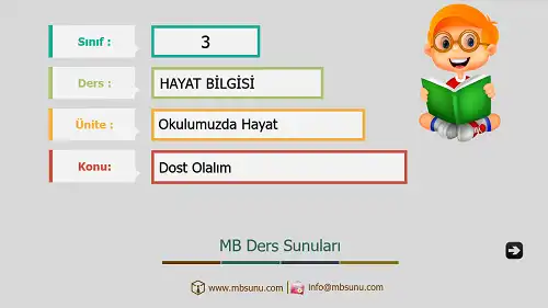 3. Sınıf Hayat Bilgisi - Etkinlik ve Cevaplarıyla Dost Olalım Ders Sunusu