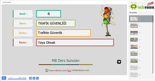 4.Sınıf Trafik Güvenliği - Yaya Olmak Sunusu