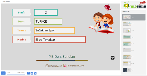 2.Sınıf Türkçe El ve Tırnaklar Metni Sunusu