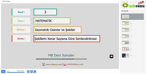 3.Sınıf Matematik Şekillerin Kenar Sayılarına Göre İsimlendirilmesi Sunusu