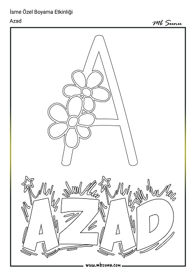 İsme Özel Boyama Etkinliği - Azad