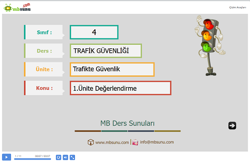 4.Sınıf Trafik Güvenliği - 1. Ünite Değerlendirme Sunusu