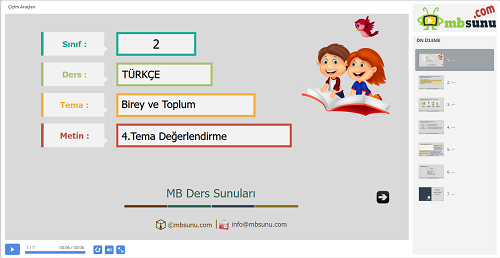 2.Sınıf Türkçe 4. Tema Değerlendirme Sunusu