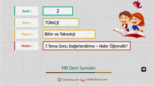 2. Sınıf Türkçe 7. Tema Değerlendirme Sunusu (Bilim ve Kültür)