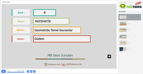 4.Sınıf Matematik Düzlem Sunusu