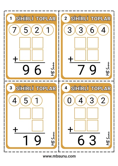 2.Sınıf Matematik - Sihirli Toplar - Toplama İşlemi Kartları