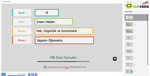 4.Sınıf İnsan Hakları 2. Ünite Değerlendirme - Yapalım Öğrenelim Sunusu