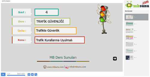 4.Sınıf Trafik Güvenliği - Trafik Kurallarına Uyulmalı Sunusu