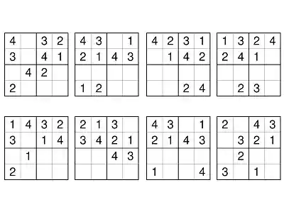 Klasik Sudoku Etkinlikleri (4x4) - Seviye 1