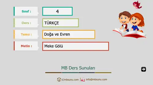 4. Sınıf Türkçe - Etkinlik ve Cevaplarıyla Meke Gölü Ders Sunusu