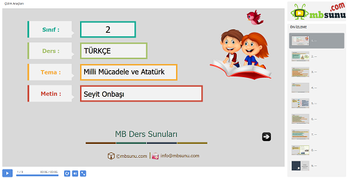 2.Sınıf Türkçe Seyit Onbaşı Metni Sunusu