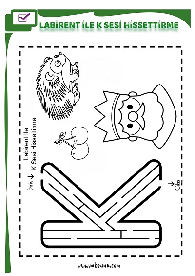 1. Sınıf İlk Okuma Labirent İle K Sesi Hissettirme Etkinliği
