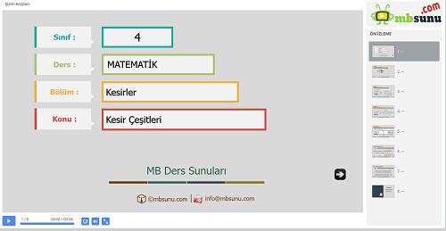 4.Sınıf Matematik Kesir Çeşitleri Sunusu