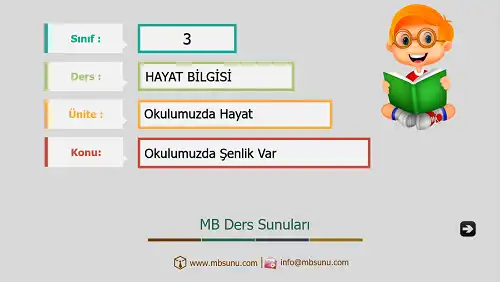 3. Sınıf Hayat Bilgisi - Etkinlik ve Cevaplarıyla Okulumuzda Şenlik Var Ders Sunusu