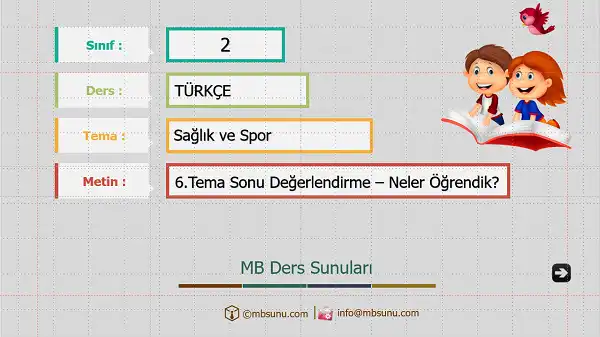 2. Sınıf Türkçe 6. Tema Değerlendirme Sunusu (Bilim ve Kültür)