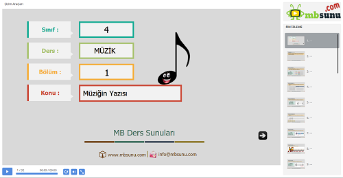 4.Sınıf Müzik Müziğin Yazısı Sunusu