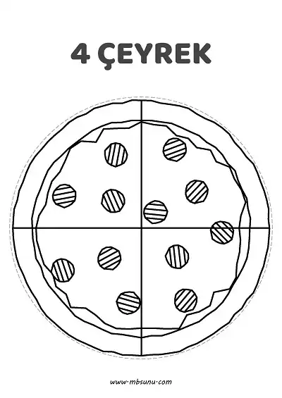 2. Sınıf Matematik - Pizza İle Bütün, Yarım ve Çeyrek Şablonları