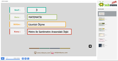 3.Sınıf Matematik - Metre İle Santimetre Arasındaki İlişki Sunusu