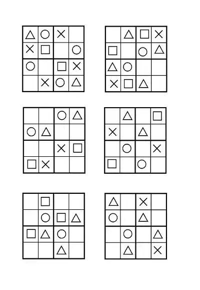 Şekilli Sudoku Etkinlikleri (4x4) - Seviye 1