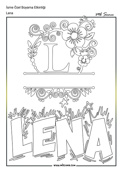 İsme Özel Boyama Etkinliği - Lena