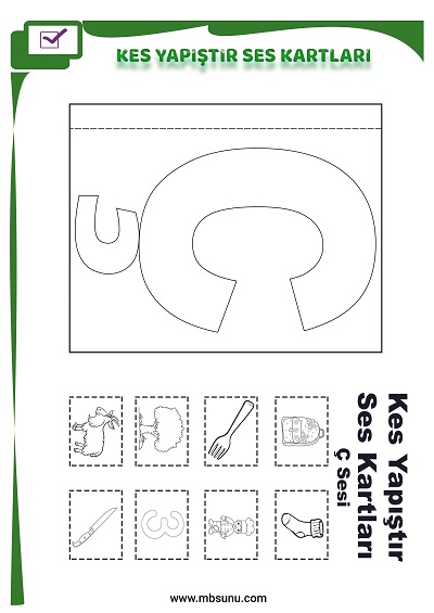 1. Sınıf İlk Okuma Ç Sesi - Kes Yapıştır Ses Kartı