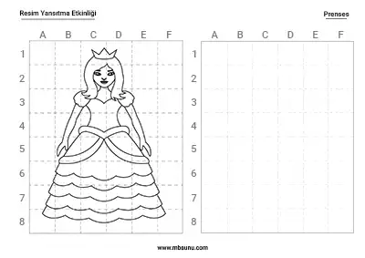 Resim Yansıtma Etkinliği - Prensesler - Paket 2