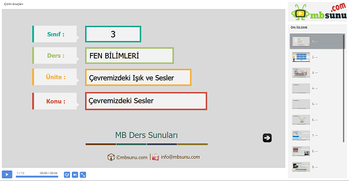 3.Sınıf Fen Bilimleri Çevremizdeki Sesler Sunusu