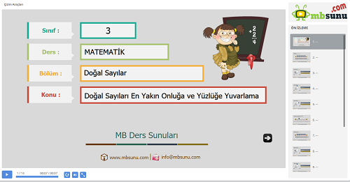 3.Sınıf Matematik En Yakın Onluğa ve Yüzlüğe Yuvarlama Sunusu