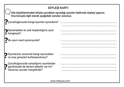 4. Sınıf Sosyal Bilgiler - Söyleşi Kartı