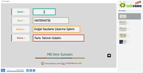 2.Sınıf Matematik Farkı Tahmin Edelim Sunusu