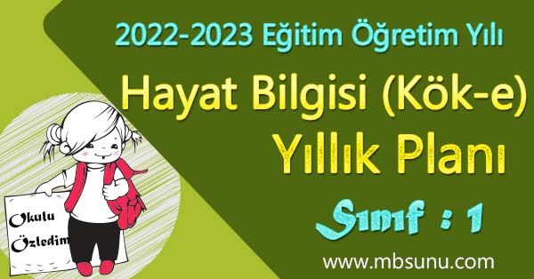 2022 - 2023 Yılı 1. Sınıf Hayat Bilgisi Yıllık Planı (Kök-e Yayıncılık)