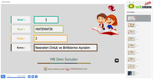 1.Sınıf Matematik Nesneleri Onluk ve Birliklerine Ayıralım Sunusu